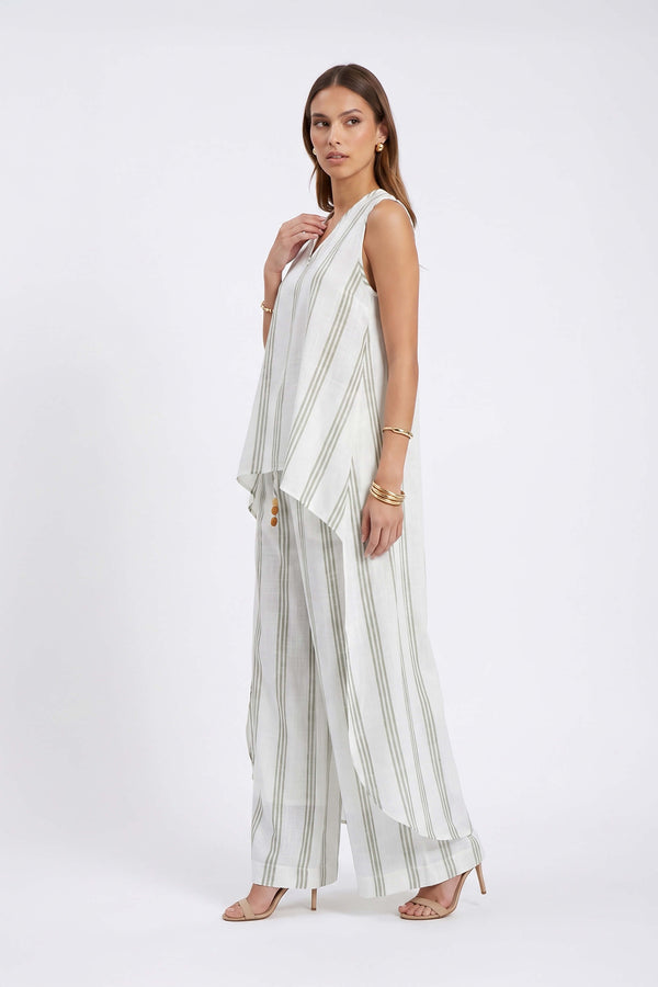 Gala Striped High-Low Sleeveless Blusa 554281 SAG - Reina Diaz