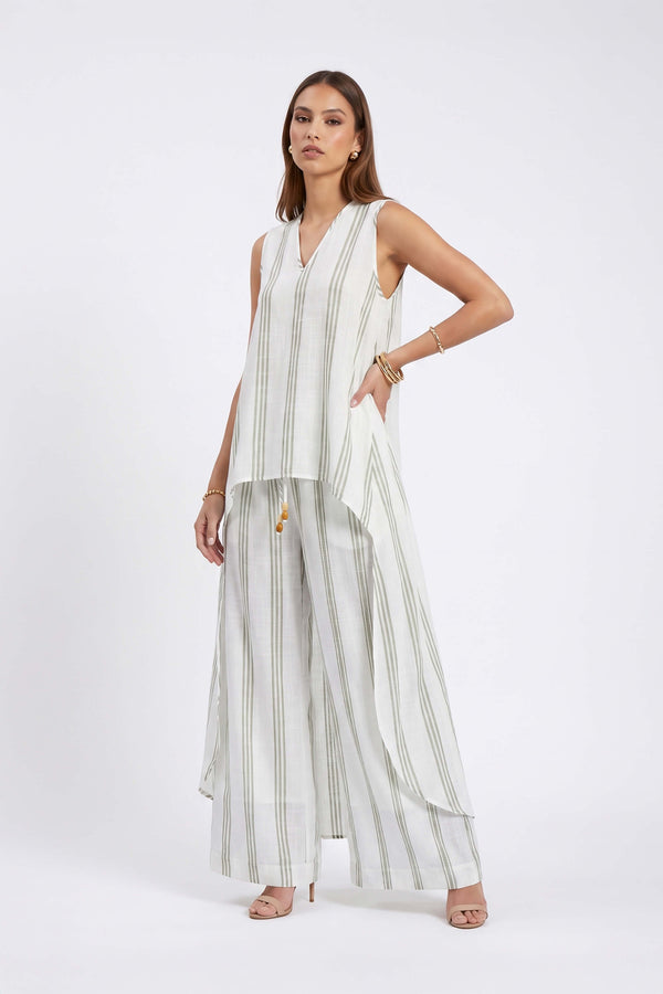 Gala Striped High-Low Sleeveless Blusa 554281 SAG - Reina Diaz