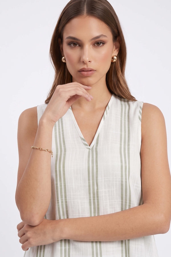 Gala Striped High-Low Sleeveless Blusa 554281 SAG - Reina Diaz