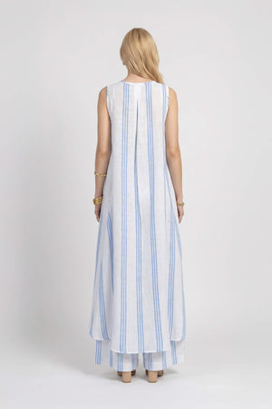 Gala Striped High-Low Sleeveless Blusa 554281AZU - Reina Diaz