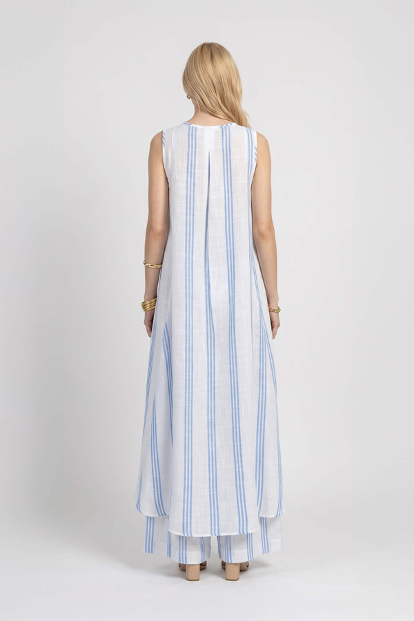 Gala Striped High-Low Sleeveless Blusa 554281AZU - Reina Diaz