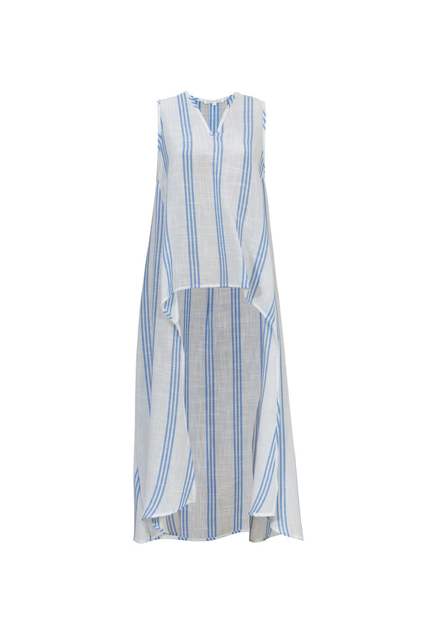 Gala Striped High-Low Sleeveless Blusa 554281AZU - Reina Diaz