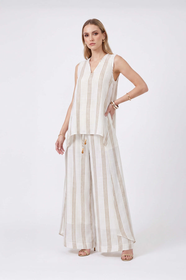 Gala Striped High-Low Sleeveless Blusa 554281KAK - Reina Diaz