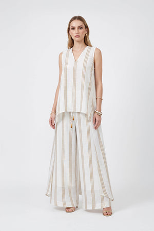 Gala Striped High-Low Sleeveless Blusa 554281KAK - Reina Diaz
