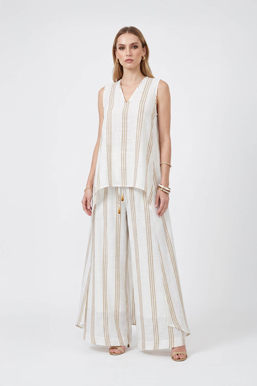 Gala Striped High-Low Sleeveless Blusa 554281KAK - Reina Diaz
