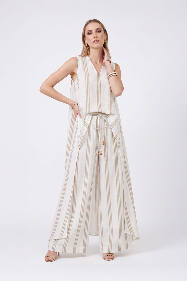 Gala Striped High-Low Sleeveless Blusa 554281KAK - Reina Diaz