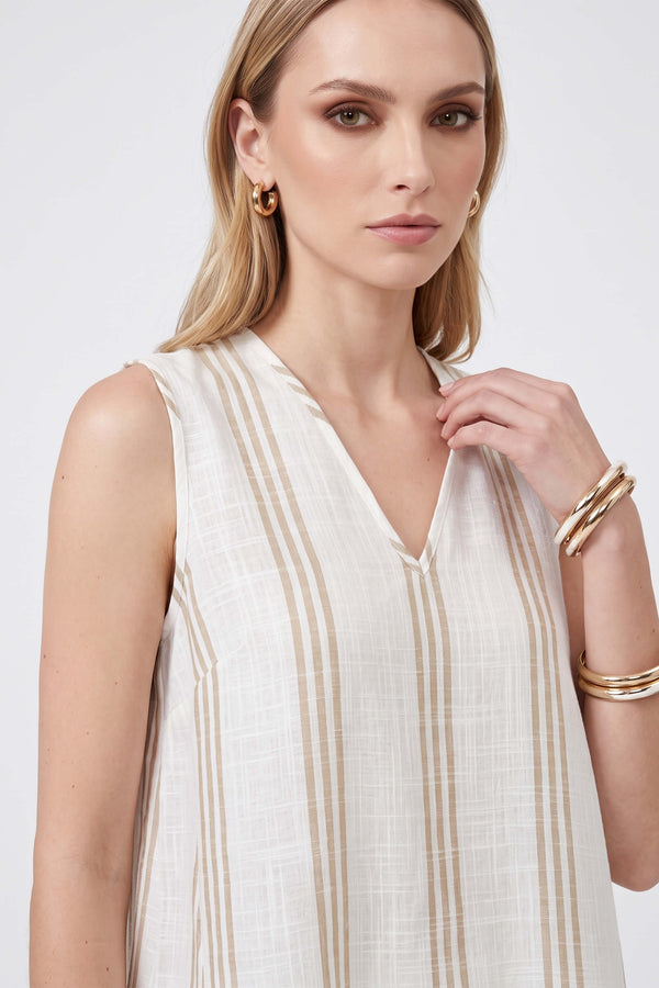 Gala Striped High-Low Sleeveless Blusa 554281KAK - Reina Diaz