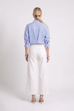 Gala Striped Puff Sleeve Camisa 753011 AZU - Reina Diaz