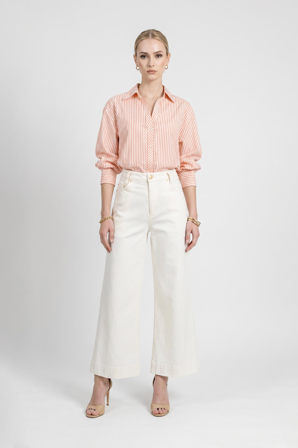 Gala Striped Puff Sleeve Camisa 753011 ROS - Reina Diaz