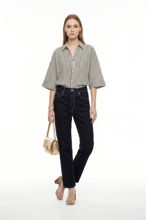 Ginebra Relaxed Tencel-Blend Texture Blusa 752885 - Reina Diaz