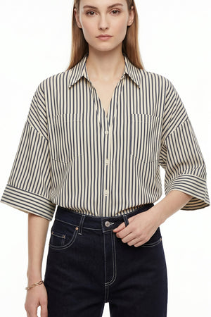 Ginebra Relaxed Tencel-Blend Texture Blusa 752885 - Reina Diaz