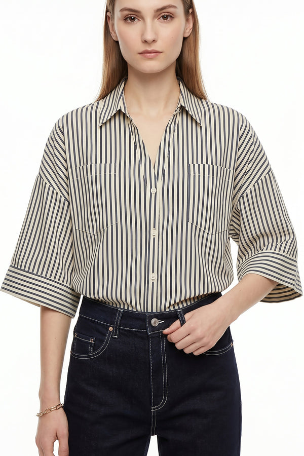 Ginebra Relaxed Tencel-Blend Texture Blusa 752885 - Reina Diaz