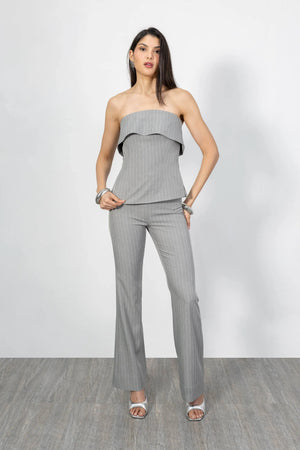 Hailey Pinstripe High Waist Pantalón - Reina Diaz
