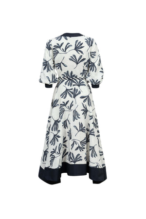 Hortensia Botanical - Print Asymmetric Linen Shirt Dress - Reina Diaz