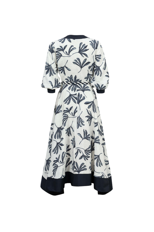 Hortensia Botanical - Print Asymmetric Linen Shirt Dress - Reina Diaz