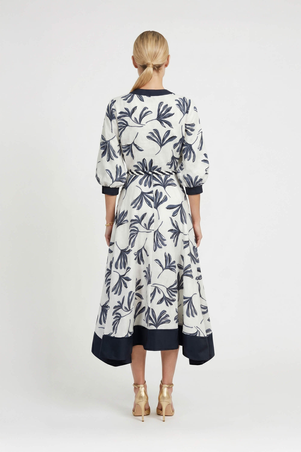 Hortensia Botanical - Print Asymmetric Linen Shirt Dress - Reina Diaz