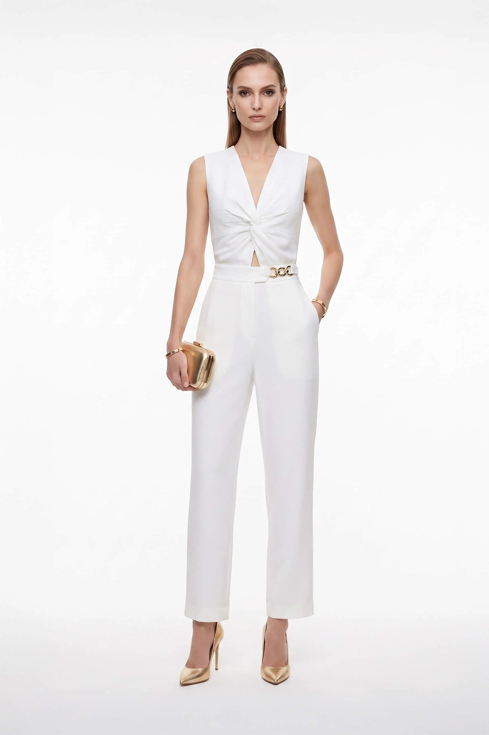 Ibiza Knotted Waist Tech Pantsuit - Reina Diaz