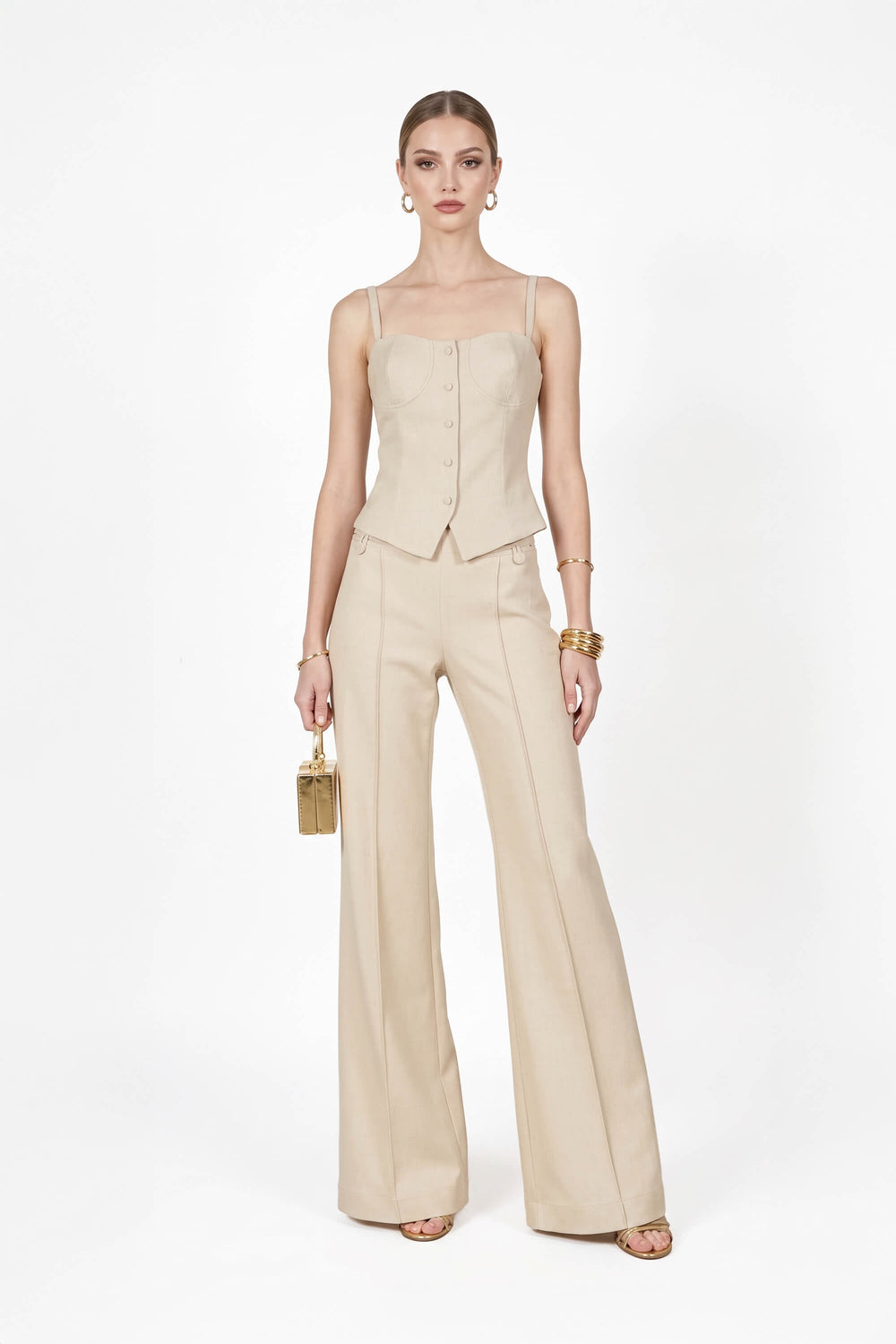 Inés High-Waist Seamed Flare Pants 532144 ARE - Reina Diaz