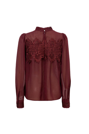 Inés Lace High-Neck Long Sleeve Blusa 554247 VIN - Reina Diaz