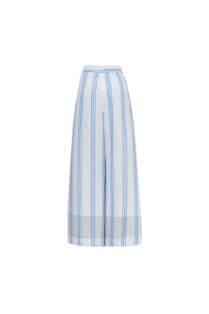 Ines Striped Wide-Leg Palazzo Pantalón 532127AZU - Reina Diaz