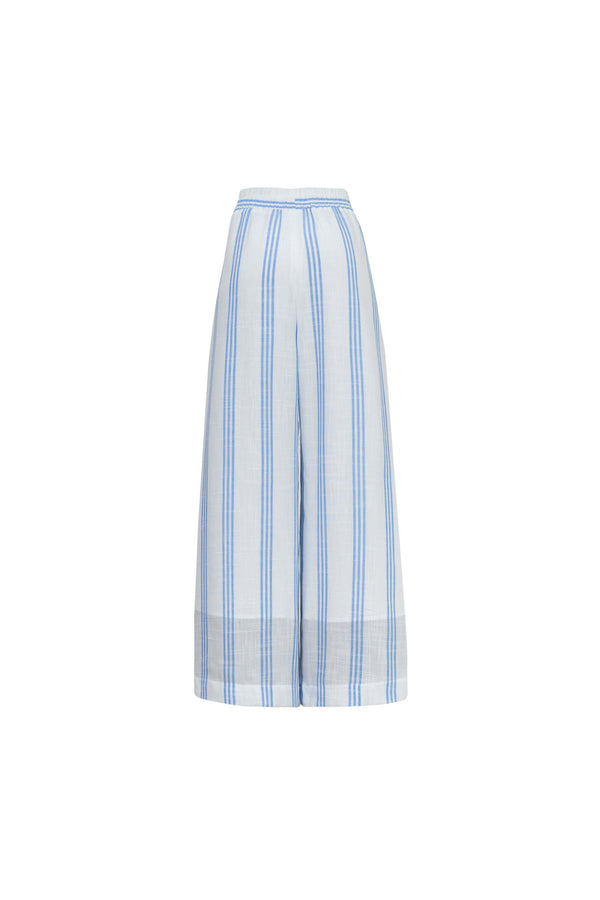Ines Striped Wide-Leg Palazzo Pantalón 532127AZU - Reina Diaz
