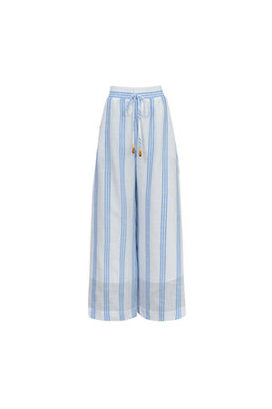 Ines Striped Wide-Leg Palazzo Pantalón 532127AZU - Reina Diaz