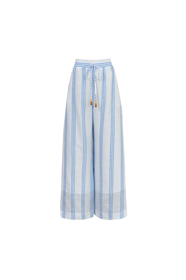 Ines Striped Wide-Leg Palazzo Pantalón 532127AZU - Reina Diaz