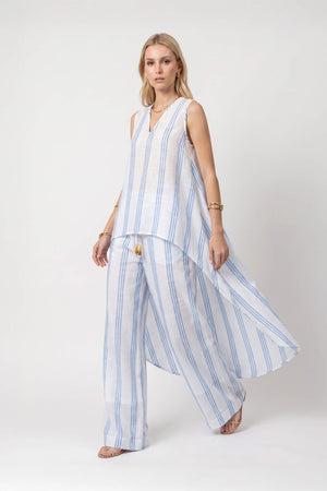 Ines Striped Wide-Leg Palazzo Pantalón 532127AZU - Reina Diaz
