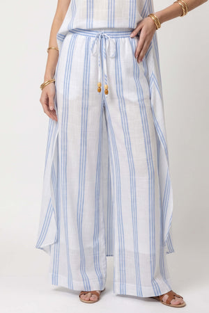 Ines Striped Wide-Leg Palazzo Pantalón 532127AZU - Reina Diaz