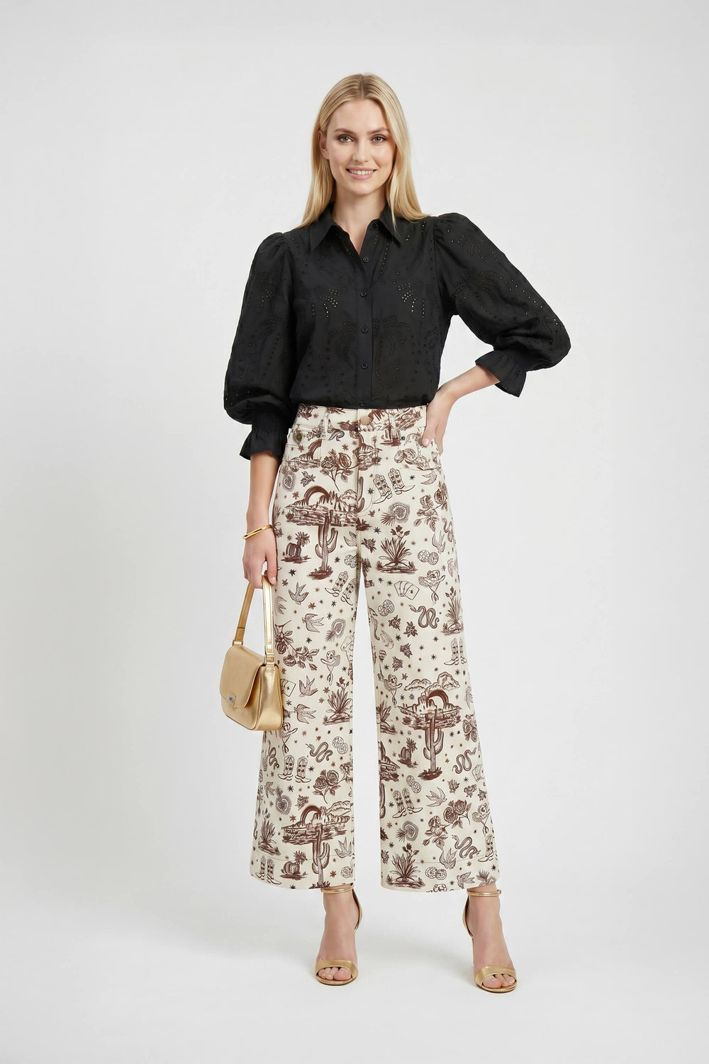 Isabel Western - Print Wide - Leg Pantalón - Reina Diaz