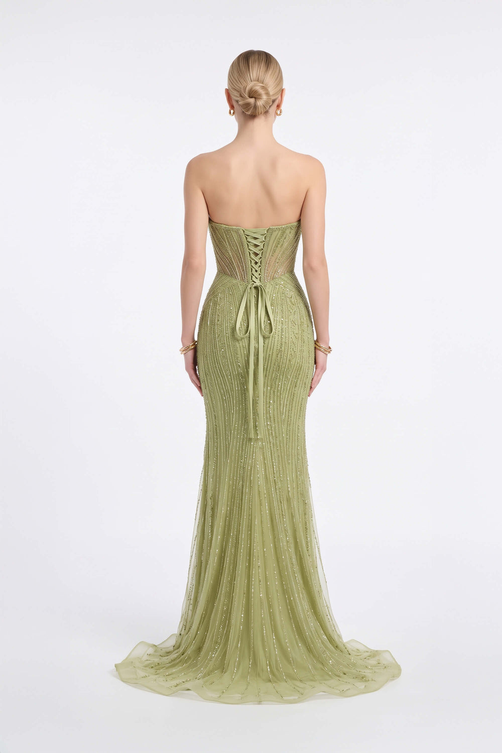 Isabella Beaded Strapless Long Vestido 421480 SAG - Reina Diaz