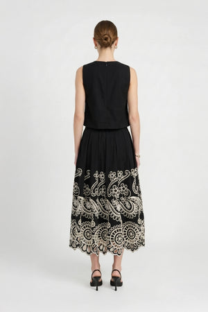 Isabella Eyelet Embroidered Midi Skirt 541349 - Reina Diaz
