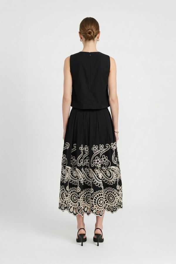 Isabella Eyelet Embroidered Midi Skirt 541349 - Reina Diaz