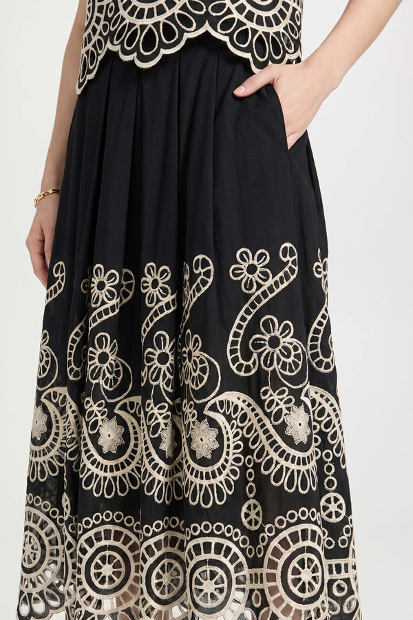 Isabella Eyelet Embroidered Midi Skirt 541349 - Reina Diaz