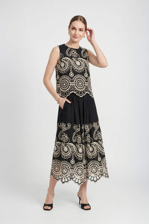 Isabella Eyelet Embroidered Midi Skirt 541349 - Reina Diaz