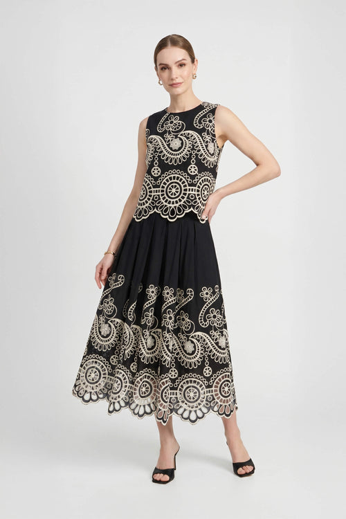 Isabella Eyelet Embroidered Midi Skirt 541349 - Reina Diaz
