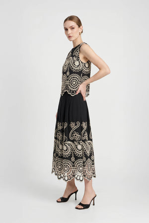 Isabella Eyelet Embroidered Midi Skirt 541349 - Reina Diaz