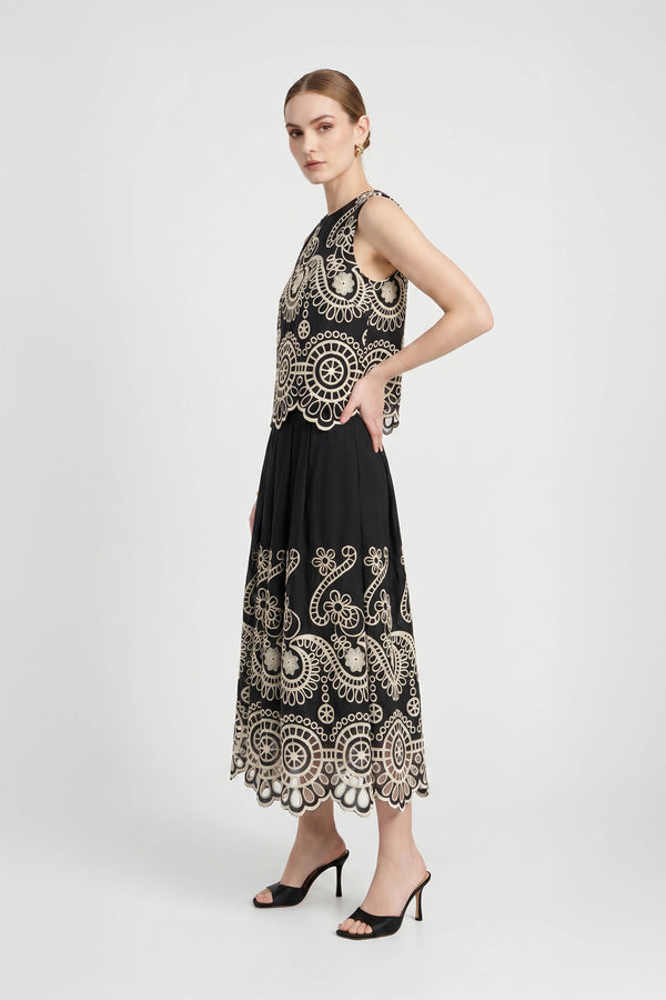 Isabella Eyelet Embroidered Midi Skirt 541349 - Reina Diaz