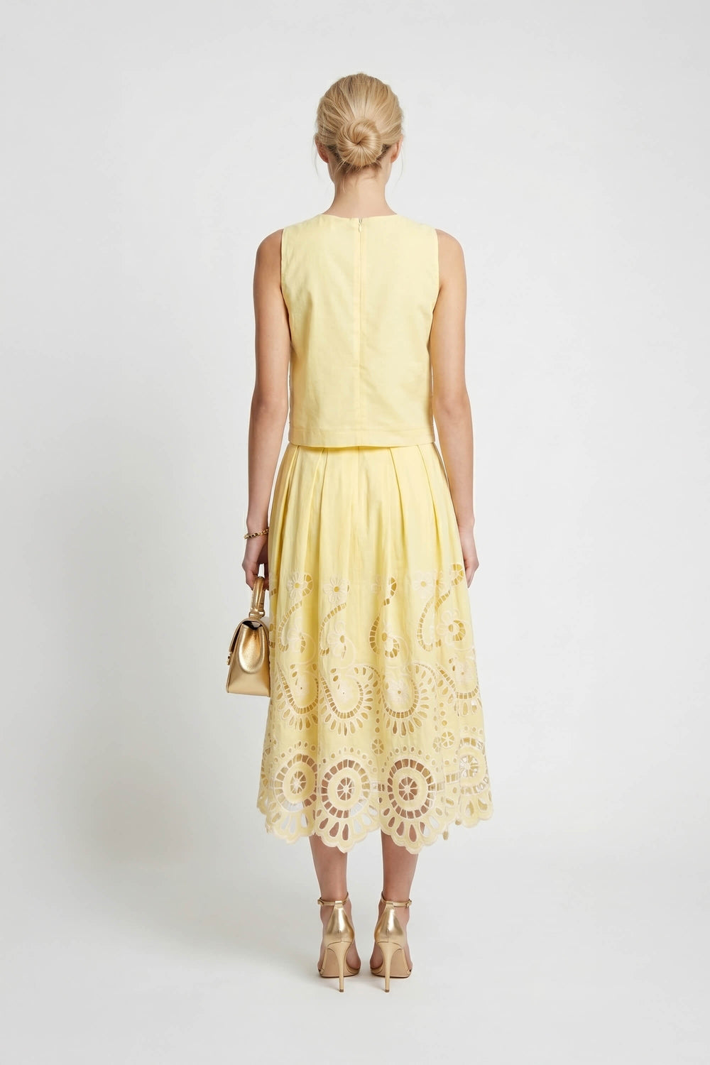 Isabella Eyelet Embroidered Midi Skirt - Reina Diaz
