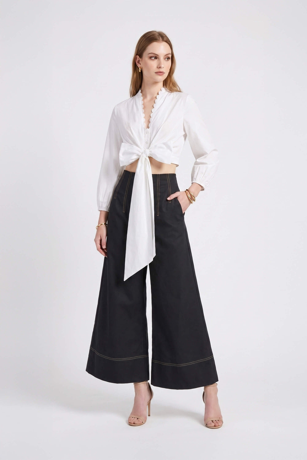 Isabella Scalloped Front Tie Crop Top 554326 HUE - Reina Diaz