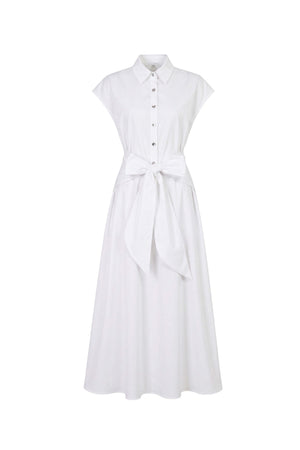 Isabella Tie-Waist Shirtdress Midi Vestido 526300 BCO - Reina Diaz
