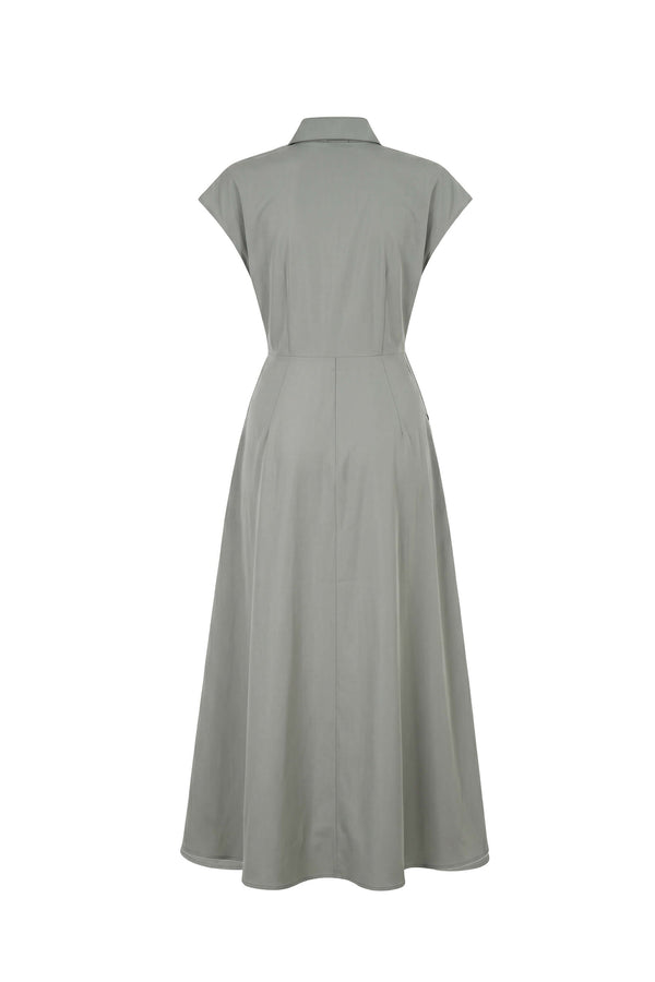 Isabella Tie-Waist Shirtdress Midi Vestido 526300 VER - Reina Diaz