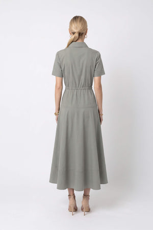 Isabella Tie-Waist Shirtdress Midi Vestido 526300 VER - Reina Diaz