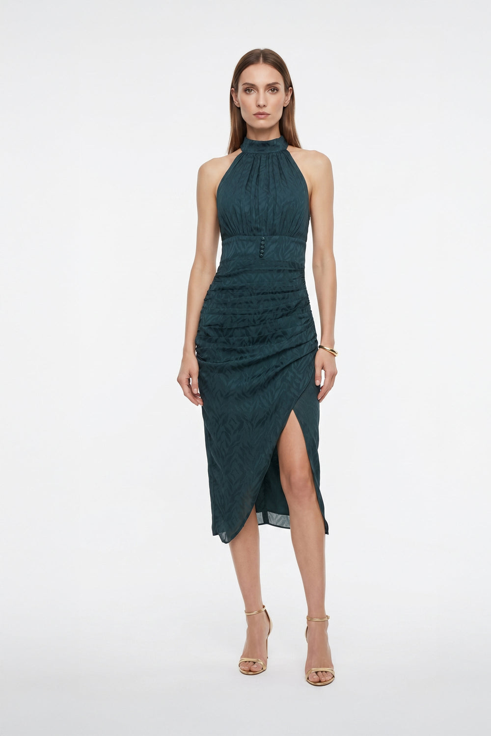 Ivy Ruched Midi Vestido - Reina Diaz
