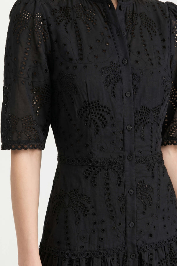 Juliana Eyelet Midi Vestido - Reina Diaz