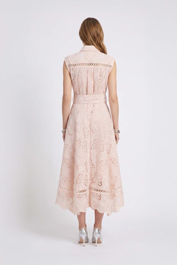 Julieta Eyelet Butterfly Midi Vestido 526265 ROS - Reina Diaz