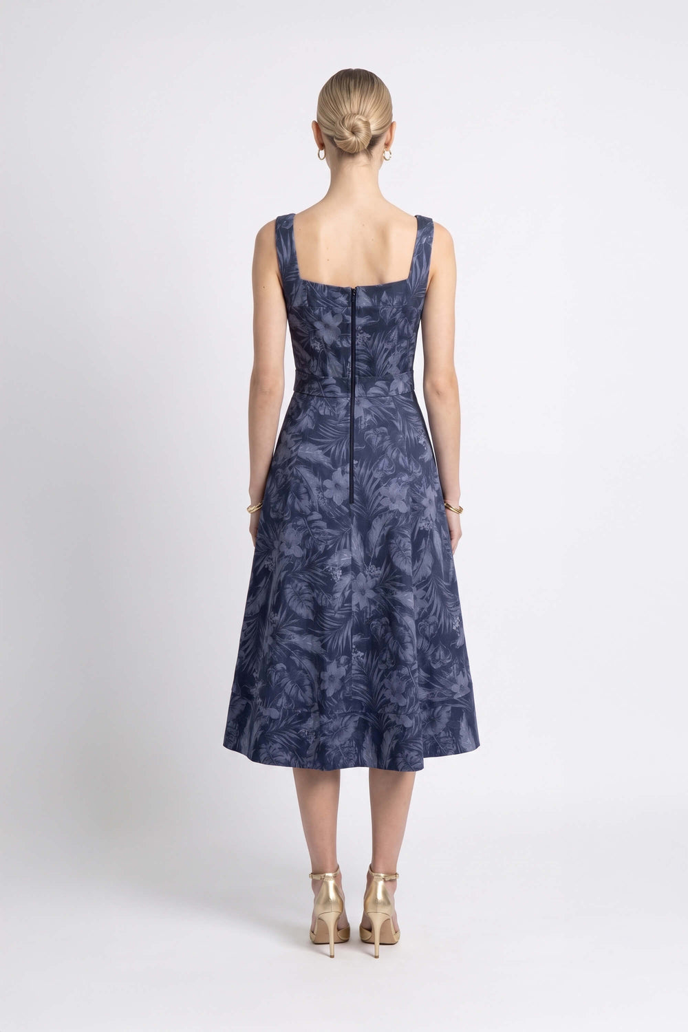 Julieta Notch Square Neck Midi Vestido 723008 MAR - Reina Diaz