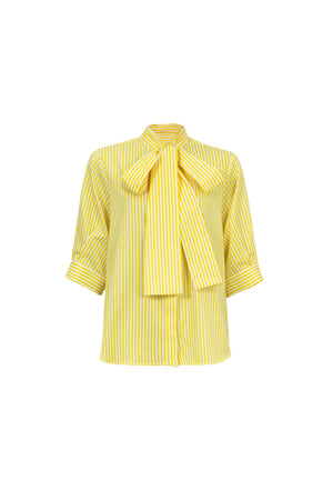 Julieta Tie-Neck 3/4-Sleeve Blusa - Reina Diaz