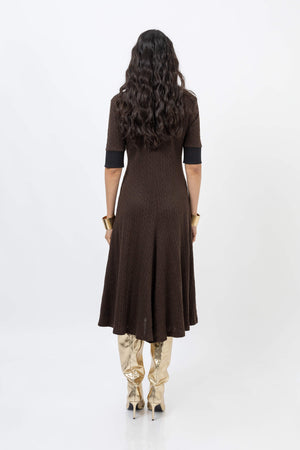 Lana Contrast Knit Vestido 723048 CAF - Reina Diaz