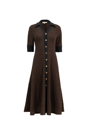 Lana Contrast Knit Vestido 723048 CAF - Reina Diaz